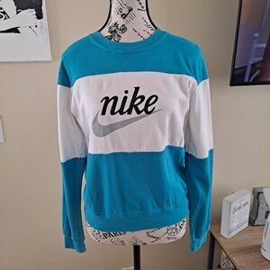 Nike Blue and White Crewneck Sweat Shirt